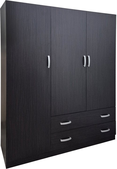 383-000163 Ντουλάπα τρίφυλλη με 2 συρτάρια Alvia pakoworld wenge150x51x180εκ - Image 1