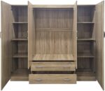 Ντουλάπα τετράφυλλη με 2 συρτάρια Alvia pakoworld sonoma 200x51x180εκ - Image 2