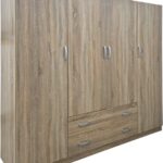 Ντουλάπα τετράφυλλη με 2 συρτάρια Alvia pakoworld sonoma 200x51x180εκ