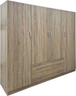 Ντουλάπα τετράφυλλη με 2 συρτάρια Alvia pakoworld sonoma 200x51x180εκ