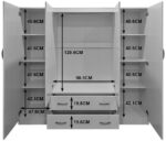 Ντουλάπα τετράφυλλη με 2 συρτάρια Alvia pakoworld sonoma 200x51x180εκ - Image 4