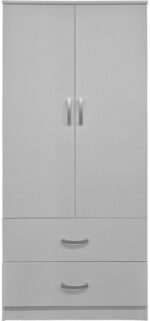 Ντουλάπα δίφυλλη με 2 συρτάρια Alvia pakoworld λευκή 80x51.5x180εκ - Image 4