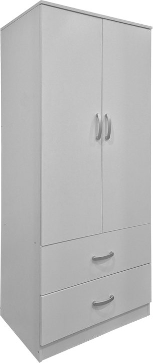 383-000173 Ντουλάπα δίφυλλη με 2 συρτάρια Alvia pakoworld λευκή 80x51.5x180εκ - Image 1