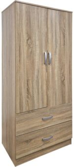 Ντουλάπα δίφυλλη με 2 συρτάρια Alvia pakoworld sonoma 80x51.5x180εκ