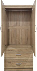 Ντουλάπα δίφυλλη με 2 συρτάρια Alvia pakoworld sonoma 80x51.5x180εκ - Image 3
