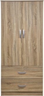 Ντουλάπα δίφυλλη με 2 συρτάρια Alvia pakoworld sonoma 80x51.5x180εκ - Image 4