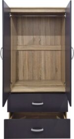 Ντουλάπα δίφυλλη με 2 συρτάρια Alvia pakoworld sonoma-ανθρακί 80x51.5x180εκ - Image 3