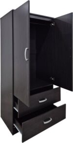 Ντουλάπα δίφυλλη με 2 συρτάρια Alvia pakoworld wenge 80x51.5x180εκ - Image 2