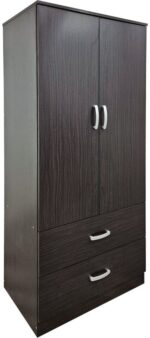Ντουλάπα δίφυλλη με 2 συρτάρια Alvia pakoworld wenge 80x51.5x180εκ