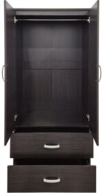 Ντουλάπα δίφυλλη με 2 συρτάρια Alvia pakoworld wenge 80x51.5x180εκ - Image 3
