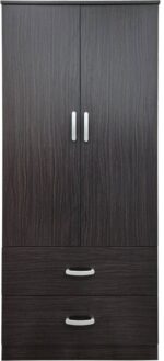 Ντουλάπα δίφυλλη με 2 συρτάρια Alvia pakoworld wenge 80x51.5x180εκ - Image 4