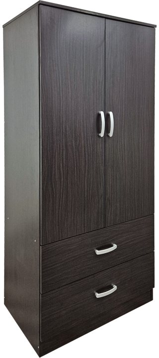 383-000176 Ντουλάπα δίφυλλη με 2 συρτάρια Alvia pakoworld wenge 80x51.5x180εκ - Image 1