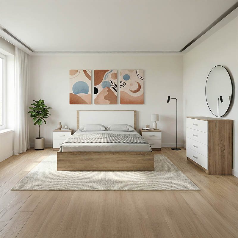 383-000319 Σετ Κρεβατοκάμαρας Athos Sonoma Λευκό με Κρεβάτι 160x200εκ Σετ 4τεμ - Image 1