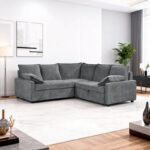 Γωνιακός καναπές κρεβάτι Lounivo pakoworld ύφασμα ανθρακί 215x215x84εκ - Image 2
