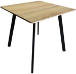 Τραπέζι Squaro pakoworld sonoma mdf με μαύρα μεταλλικά πόδια 80x80x75εκ - Image 2