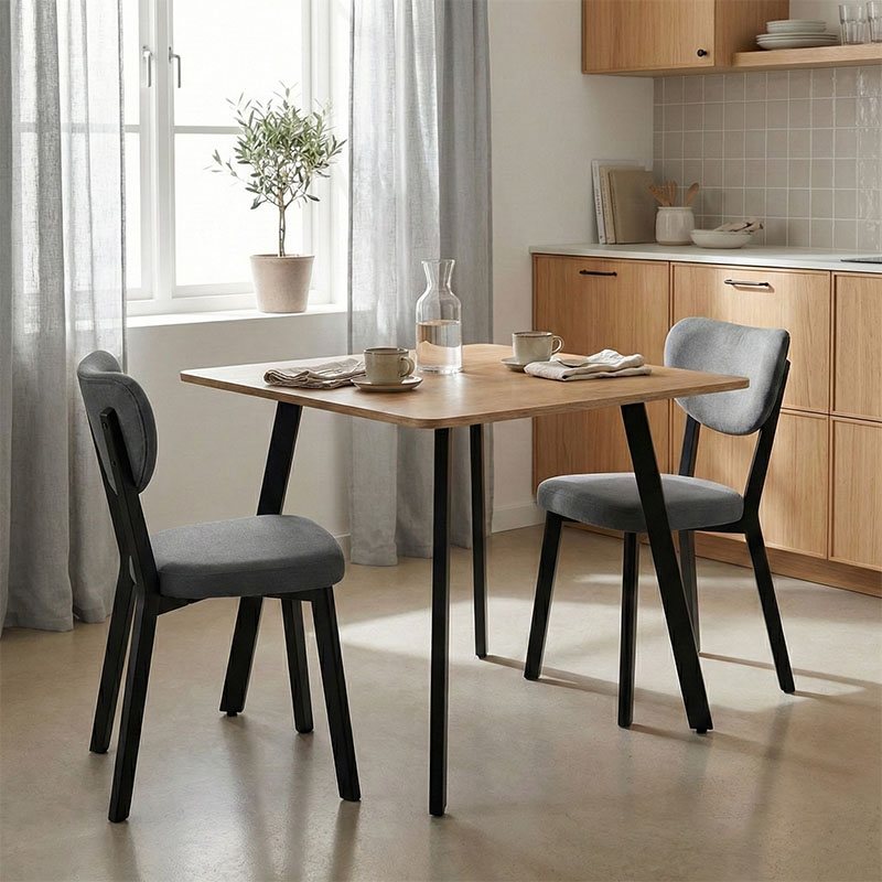 390-000007 Τραπέζι Squaro pakoworld sonoma mdf με μαύρα μεταλλικά πόδια 80x80x75εκ - Image 1