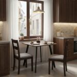 Τραπέζι Squaro pakoworld καρυδί mdf με μαύρα μεταλλικά πόδια 80x80x75εκ