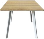 Τραπέζι Squaro pakoworld sonoma mdf με λευκά μεταλλικά πόδια 80x80x75εκ - Image 2