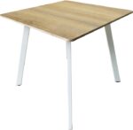 Τραπέζι Squaro pakoworld sonoma mdf με λευκά μεταλλικά πόδια 80x80x75εκ