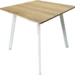 Τραπέζι Squaro pakoworld sonoma mdf με λευκά μεταλλικά πόδια 80x80x75εκ