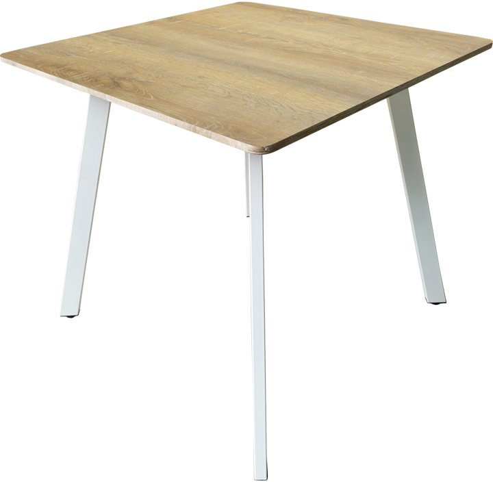 390-000009 Τραπέζι Squaro pakoworld sonoma mdf με λευκά μεταλλικά πόδια 80x80x75εκ - Image 1