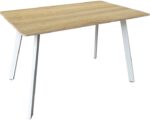 Τραπέζι Squaro pakoworld sonoma mdf με λευκά μεταλλικά πόδια 120x70x75εκ - Image 2