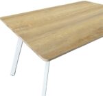 Τραπέζι Squaro pakoworld sonoma mdf με λευκά μεταλλικά πόδια 120x70x75εκ - Image 5
