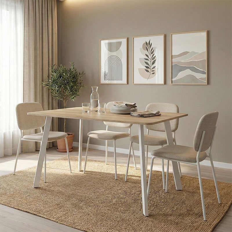 390-000011 Τραπέζι Squaro pakoworld sonoma mdf με λευκά μεταλλικά πόδια 120x70x75εκ - Image 1