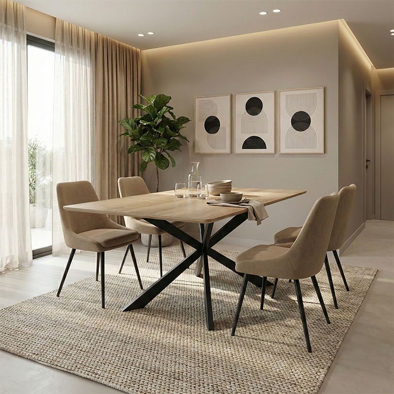 390-000012 Τραπέζι Aragne pakoworld sonoma mdf με μαύρα μεταλλικά πόδια 160x90x75εκ - Image 1