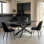 Τραπέζι Mattias pakoworld sintered stone μαύρη όψη μαρμάρου με μαύρα μεταλλικά πόδια 180x90x75εκ - Image 2