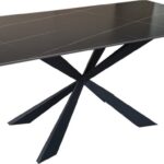 Τραπέζι Mattias pakoworld sintered stone μαύρη όψη μαρμάρου με μαύρα μεταλλικά πόδια 180x90x75εκ