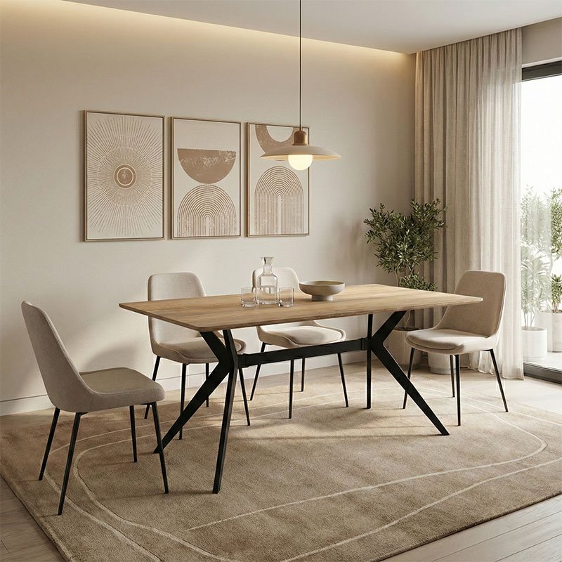 390-000019 Τραπέζι Ezali pakoworld sonoma mdf με μαύρα μεταλλικά πόδια 160x90x75εκ - Image 1