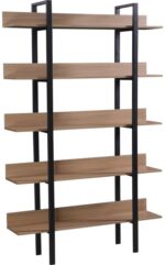 Βιβλιοθήκη Boderta pakoworld σε sonoma-μαύρη απόχρωση 120x30x190εκ - Image 2