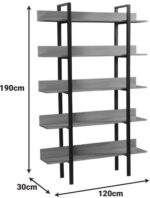 Βιβλιοθήκη Boderta pakoworld σε sonoma-μαύρη απόχρωση 120x30x190εκ - Image 5