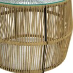 Τραπέζι Adela pakoworld pe wicker-γυαλί σε φυσική απόχρωση Φ47x38εκ - Image 6
