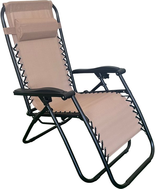 407-000006 Πολυθρόνα relax πτυσσόμενη Mirka pakoworld μόκα textilene με μαύρο μέταλλο 65x165x110εκ - Image 1