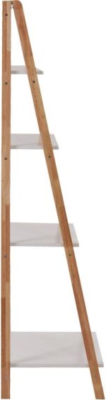Ραφιέρα δαπέδου Benwen pakoworld πτυσσόμενη rubberwood-mdf σε λευκή-φυσική απόχρωση 42x34.5x140εκ - Image 2