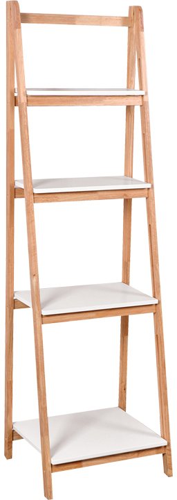 408-000016 Ραφιέρα δαπέδου Benwen pakoworld πτυσσόμενη rubberwood-mdf σε λευκή-φυσική απόχρωση 42x34.5x140εκ - Image 1