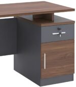 Γραφείο εργασίας Cassius pakoworld ανθρακί-καρυδί 120x60x75εκ - Image 4