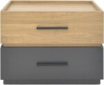 Κομοδίνο Sonlen pakoworld mdf σε sonoma-ανθρακί απόχρωση 60x40x44.5εκ - Image 2