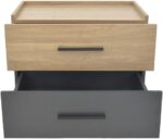 Κομοδίνο Sonlen pakoworld mdf σε sonoma-ανθρακί απόχρωση 60x40x44.5εκ - Image 6