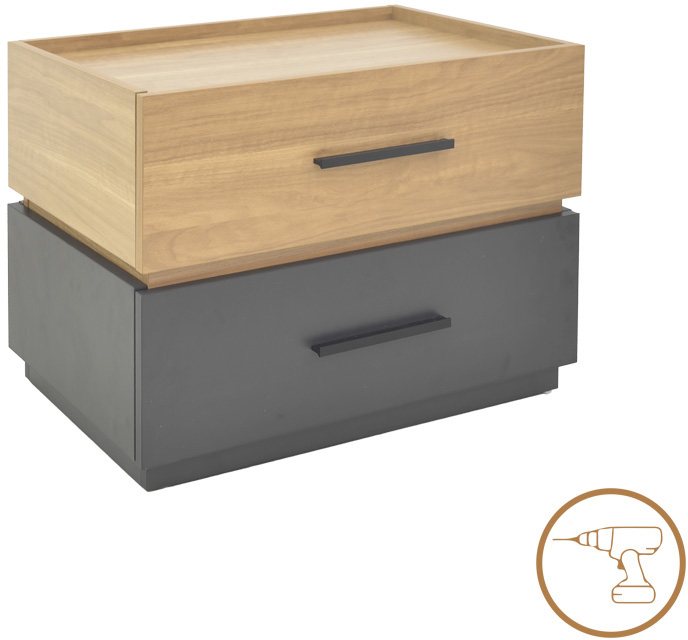 072-000104 Κομοδίνο Sonlen pakoworld mdf σε sonoma-ανθρακί απόχρωση 60x40x44.5εκ - Image 1