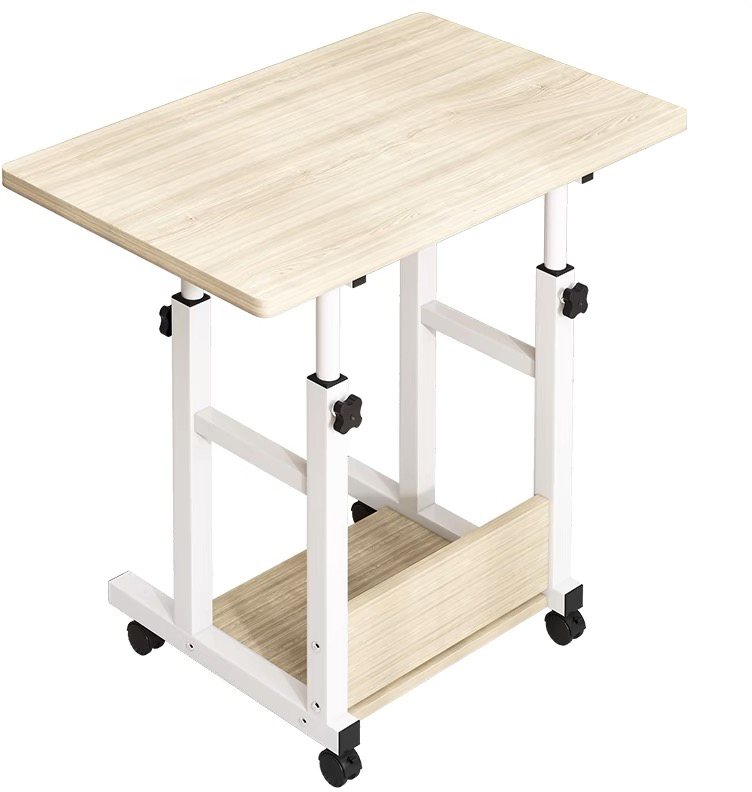 072-000124 Γραφείο τροχήλατο Stolu pakoworld MDF-metal σε φυσικό-λευκό απόχρωση 60x40x68εκ - Image 1
