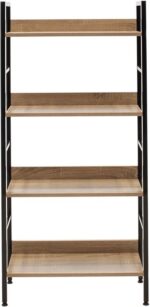 Βιβλιοθήκη- Ραφιέρα Ramon pakoworld φυσικό-μαύρο 60x28x125,5εκ - Image 3