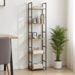 Βιβλιοθήκη Azuel pakoworld φυσικό-μαύρο μέταλλο 29x23.5x144εκ