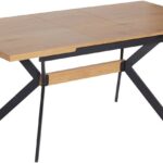 Τραπέζι Jessamy pakoworld επεκτεινόμενο MDF 43mm σε φυσική απόχρωση και πόδι μεταλλικό μαύρο 160/200