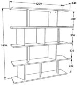 Βιβλιοθήκη Ratu pakoworld sonoma-μαύρο 120x24,6x141εκ - Image 3