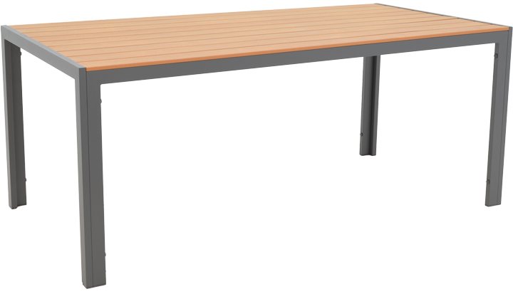 152-000030 Τραπέζι Nares pakoworld αλουμίνιο ανθρακί-plywood φυσικό 180x90x72.5εκ - Image 1