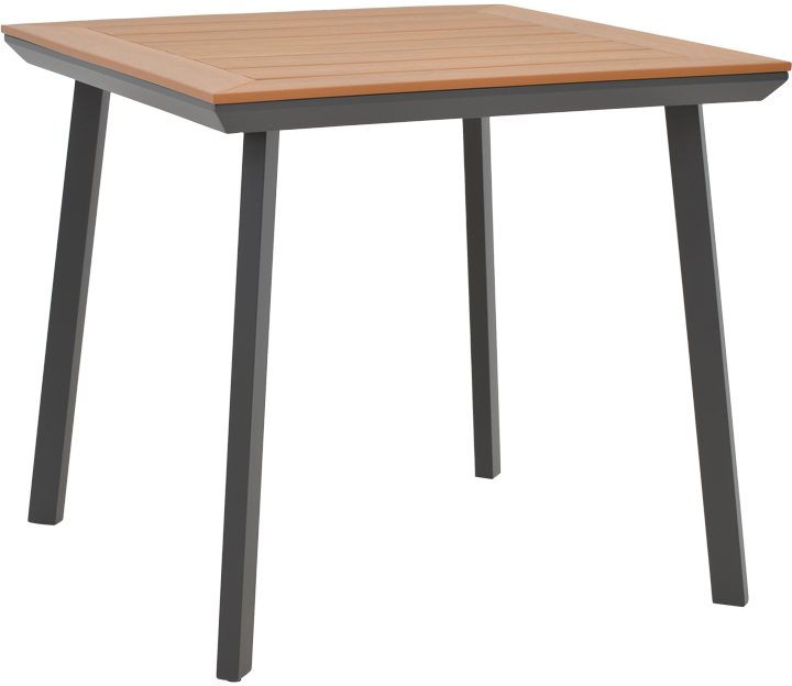 152-000032 Τραπέζι Synergy pakoworld αλουμίνιο ανθρακί-plywood φυσικό 80x80x74εκ - Image 1