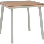 Τραπέζι Synergy pakoworld αλουμίνιο λευκό-plywood φυσικό 80x80x74εκ
